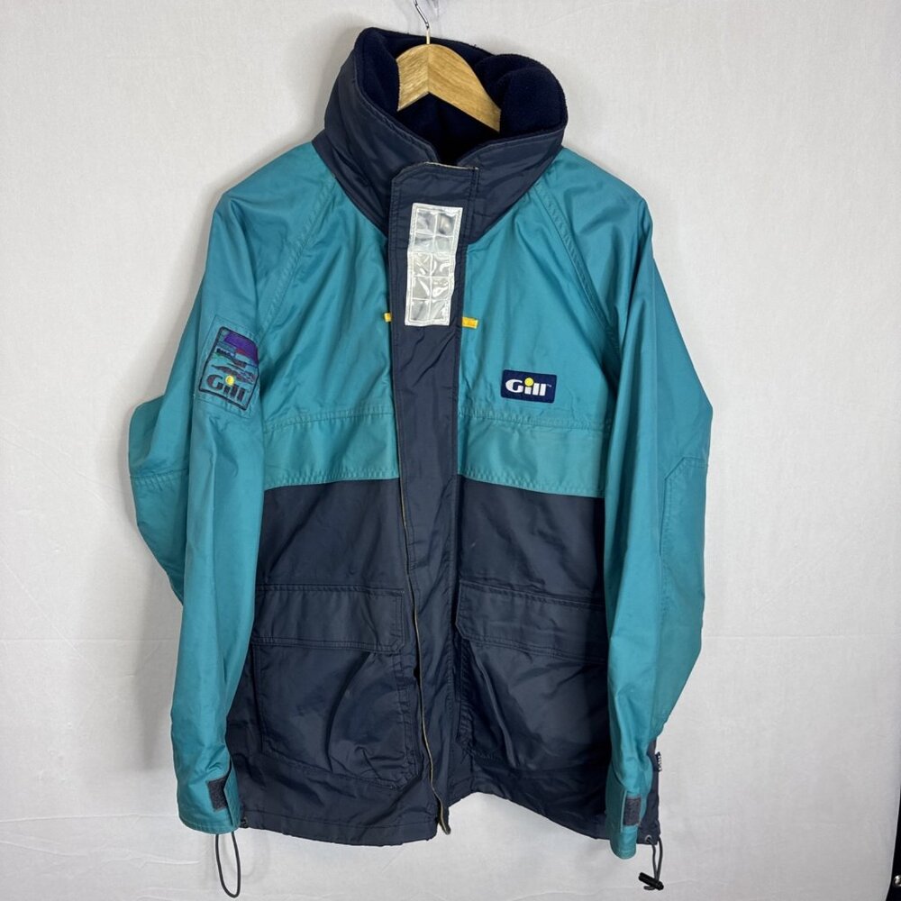 Gill Latitude 42 Sailing Jacket Teal Navy Waterproof Men’s Medium Hooded Vintage